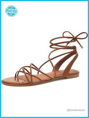 Strappy Lace Up Flat Sandals Open Toe Gladiator Summer Shoes